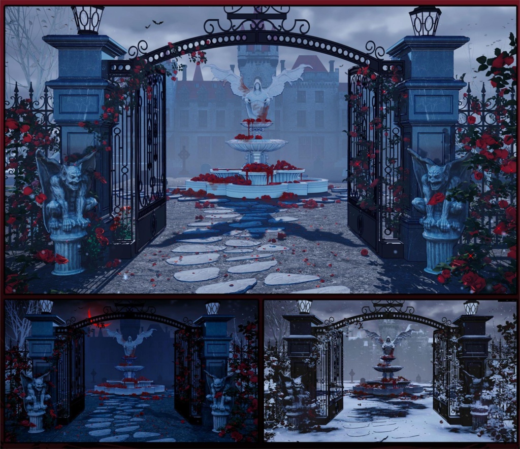 【Vtuber向け】【背景素材】动态配信背景全5色黑色哥特风恶魔庄园Devil's Manor