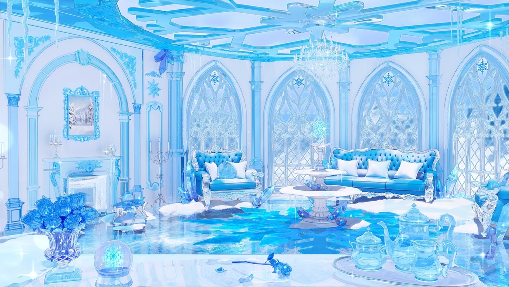 【Vtuber向け】【背景素材】动态配信背景冰雪宫殿Ice Palace