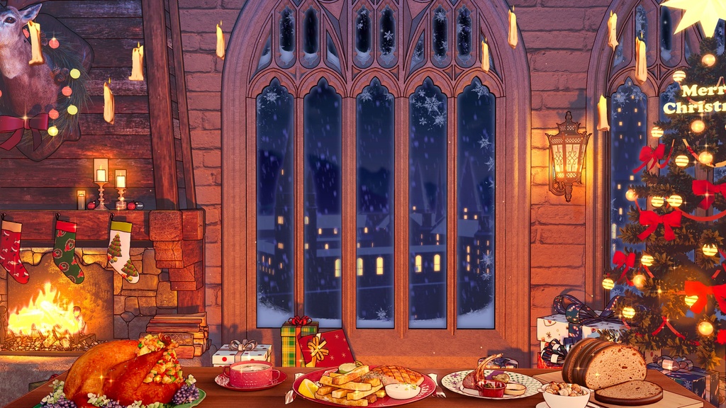 【Vtuber向け】【背景素材】动态配信背景魔法圣诞Magical Christmas