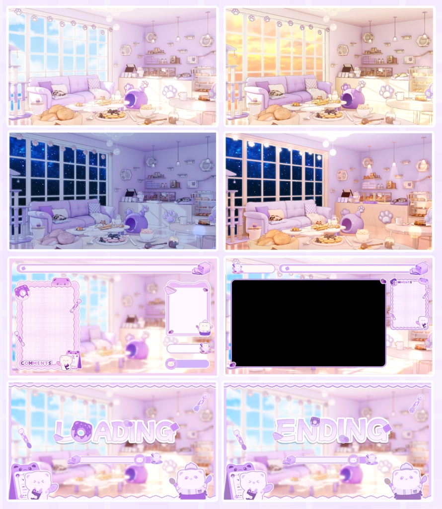 【Vtuber向け】【背景素材】配信背景全4色猫咪面包房Cat Bakery