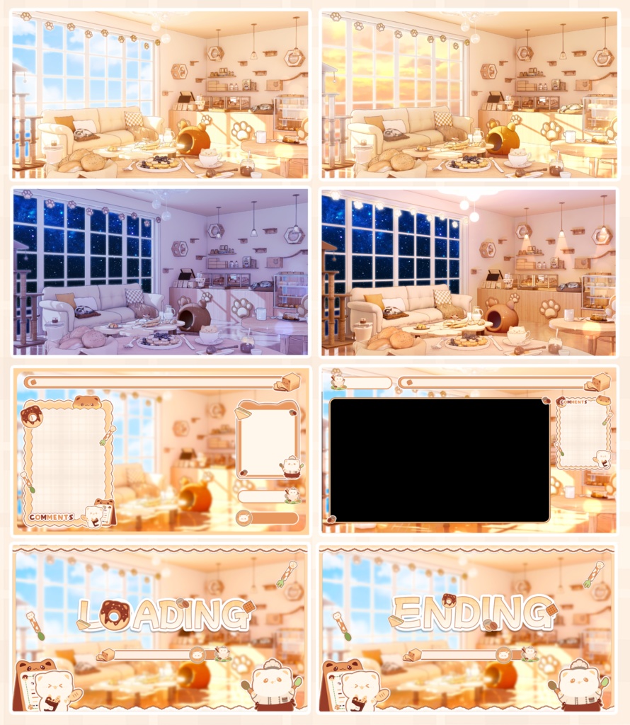 【Vtuber向け】【背景素材】配信背景全4色猫咪面包房Cat Bakery