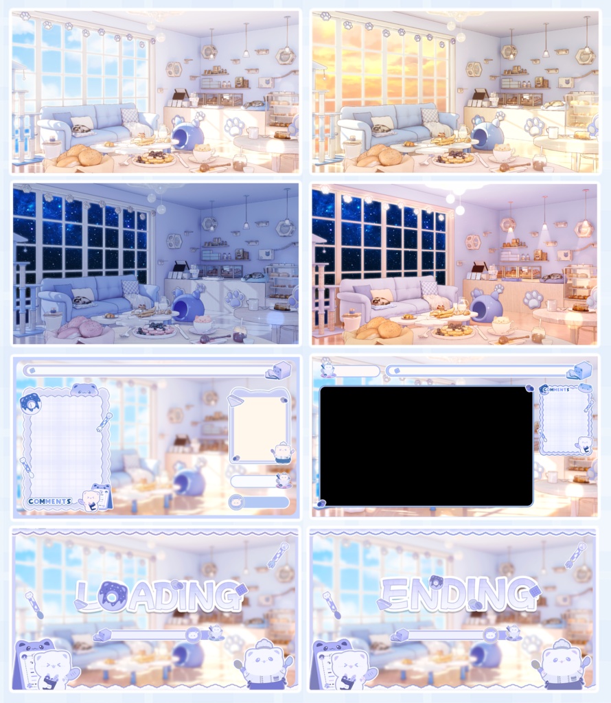 【Vtuber向け】【背景素材】配信背景全4色猫咪面包房Cat Bakery