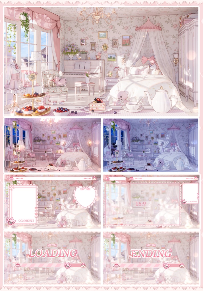 【Vtuber向け】【背景素材】动态配信背景法式卧室French pastoral bedroom