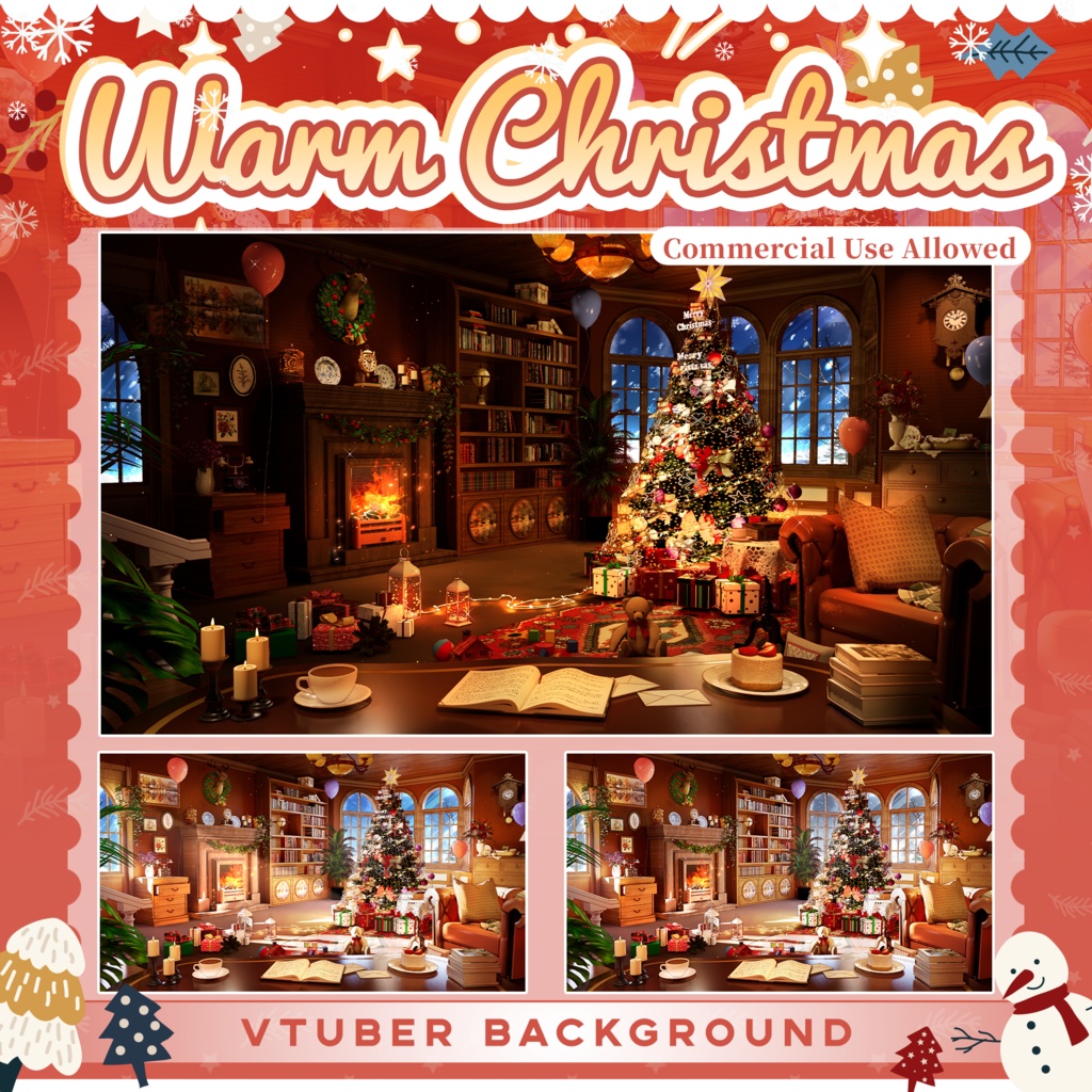 【Vtuber向け】【背景素材】動く配信背景暖かいクリスマス