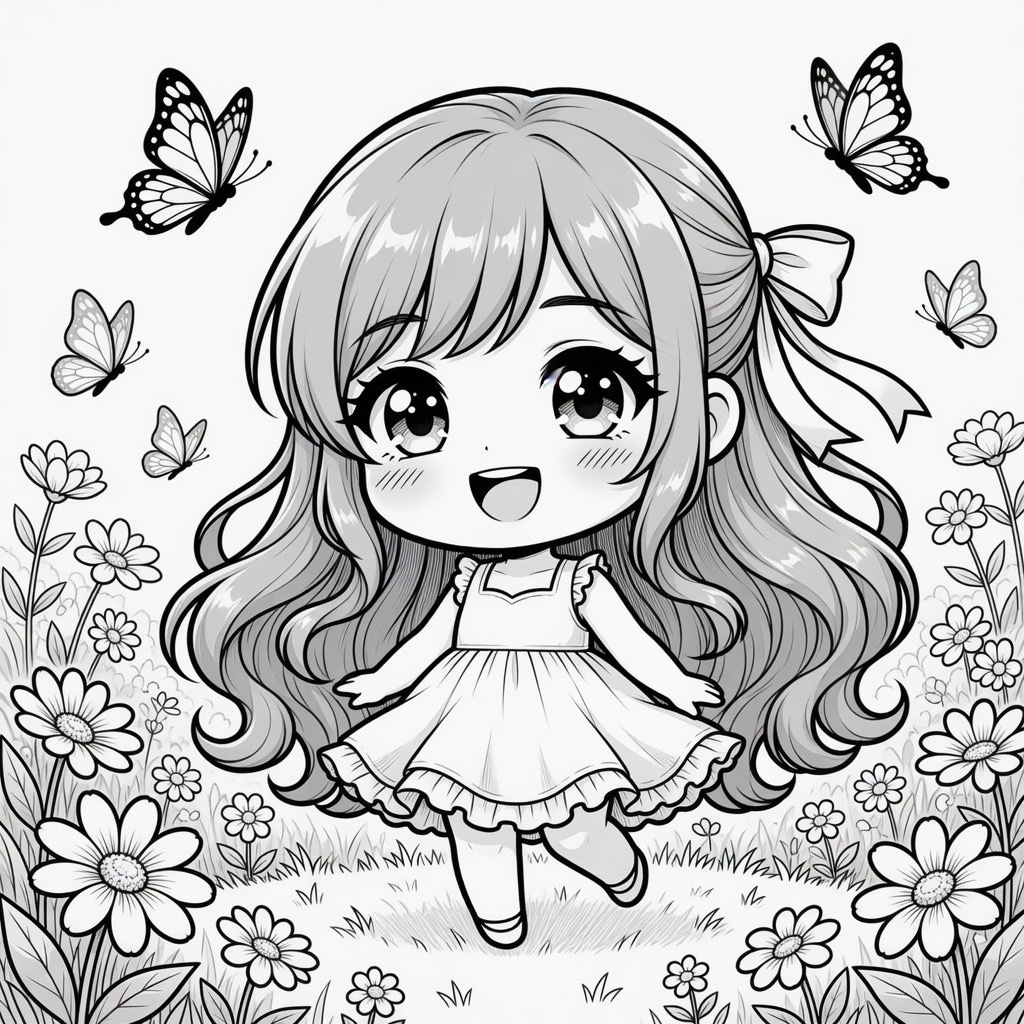 •  「ふわふわシルバーヘアの女の子 かわいい塗り絵 8枚セット」