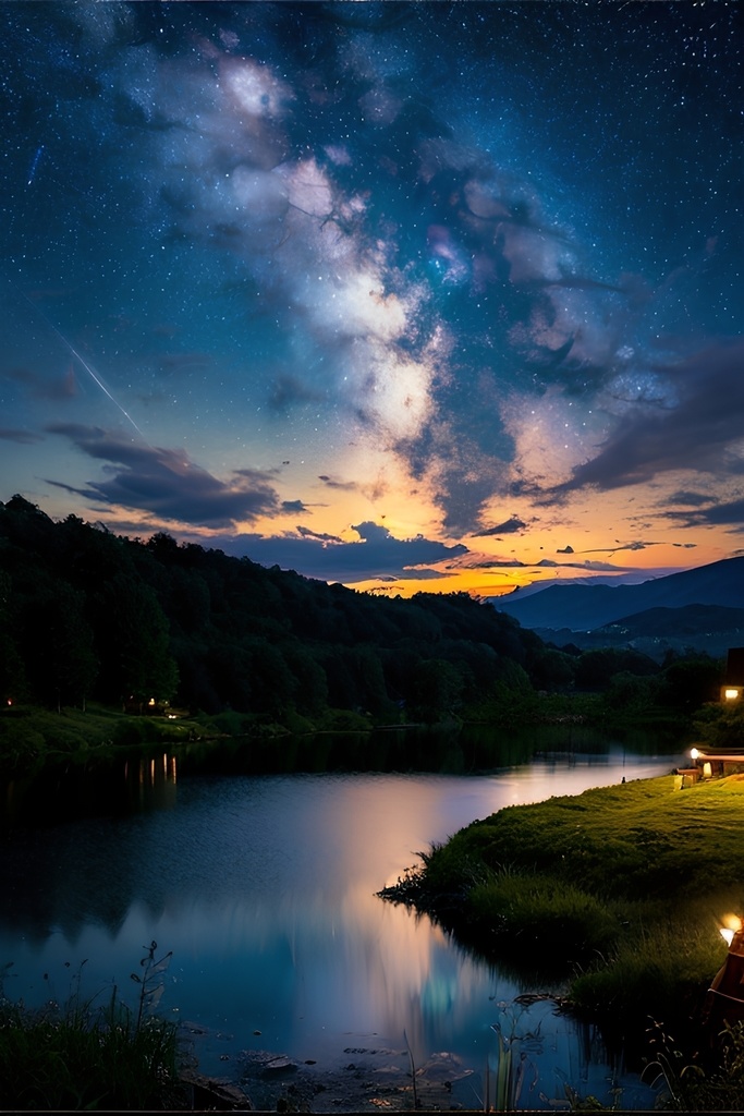 湖畔の夏の夜