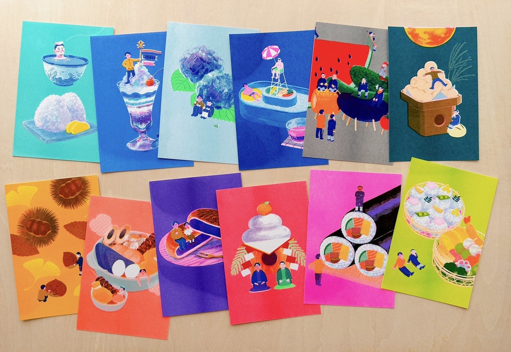 MONTHLY CALENDAR POSTCARD set