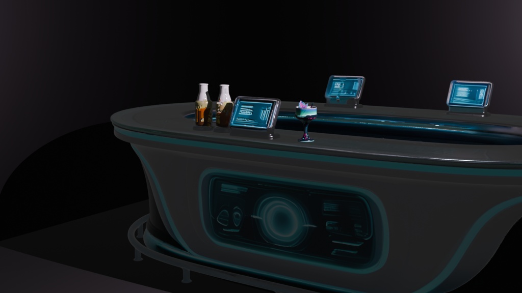 近未来的なカクテルとカウンターセット