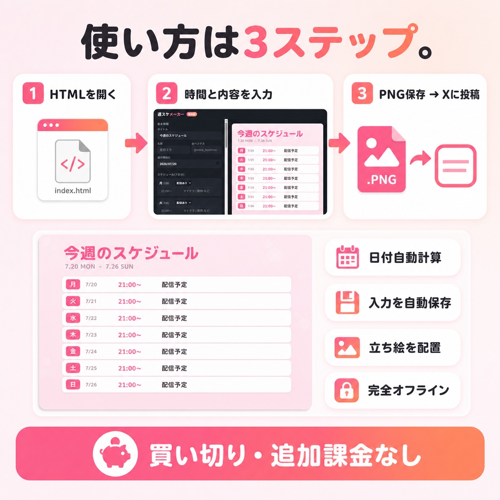 【編集ソフト不要】週スケメーカー_無料版 — 配信スケジュール画像が毎週1分で作れるツール