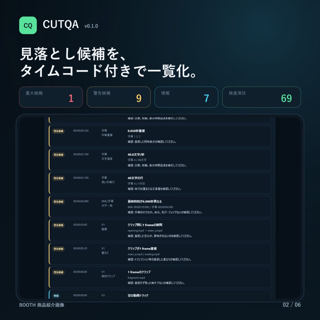 CUTQA|動画タイムライン納品前チェッカー