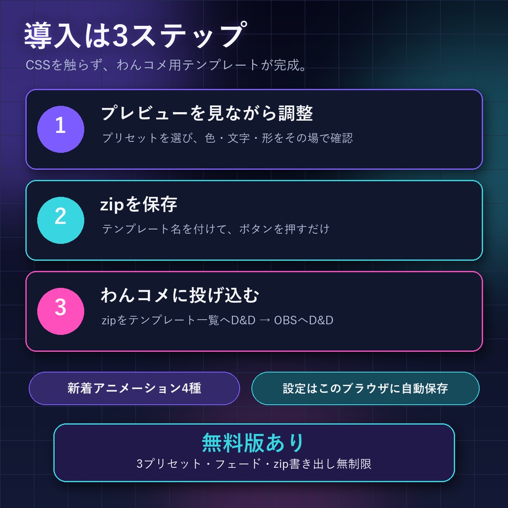 【わんコメ対応】コメント欄が自分色になる「コメ欄メーカー」(テンプレートzip生成ツール)
