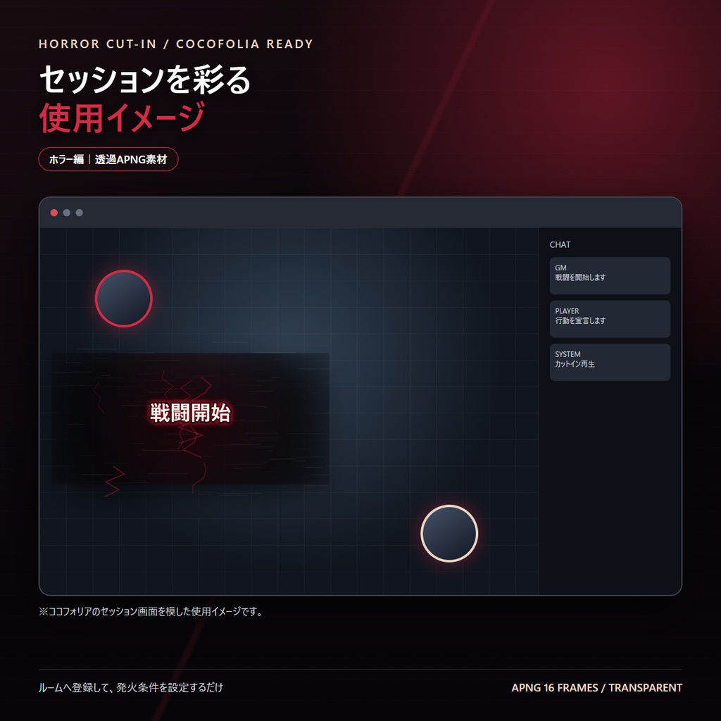 【ココフォリア対応】動くカットインAPNG素材集 ホラー編(10種)