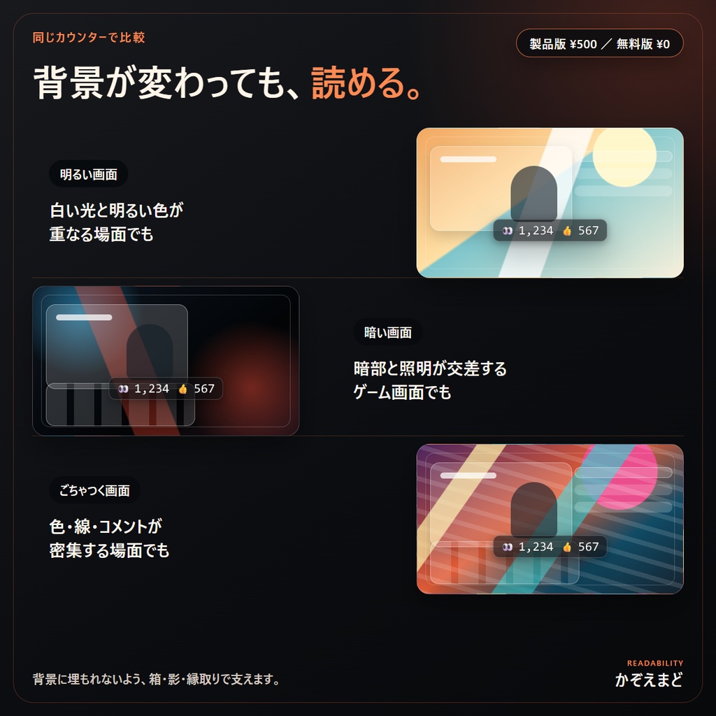 【わんコメ対応】同接・高評価カウンターが12デザインから作れる「かぞえまど」【OBSオーバーレイ】【無料お試し版つき】