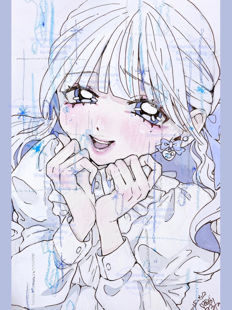 ハガキ原画「冷たい雨の向こう側」