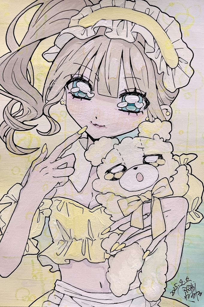 ハガキ原画「オススメはレモンスカッシュ」