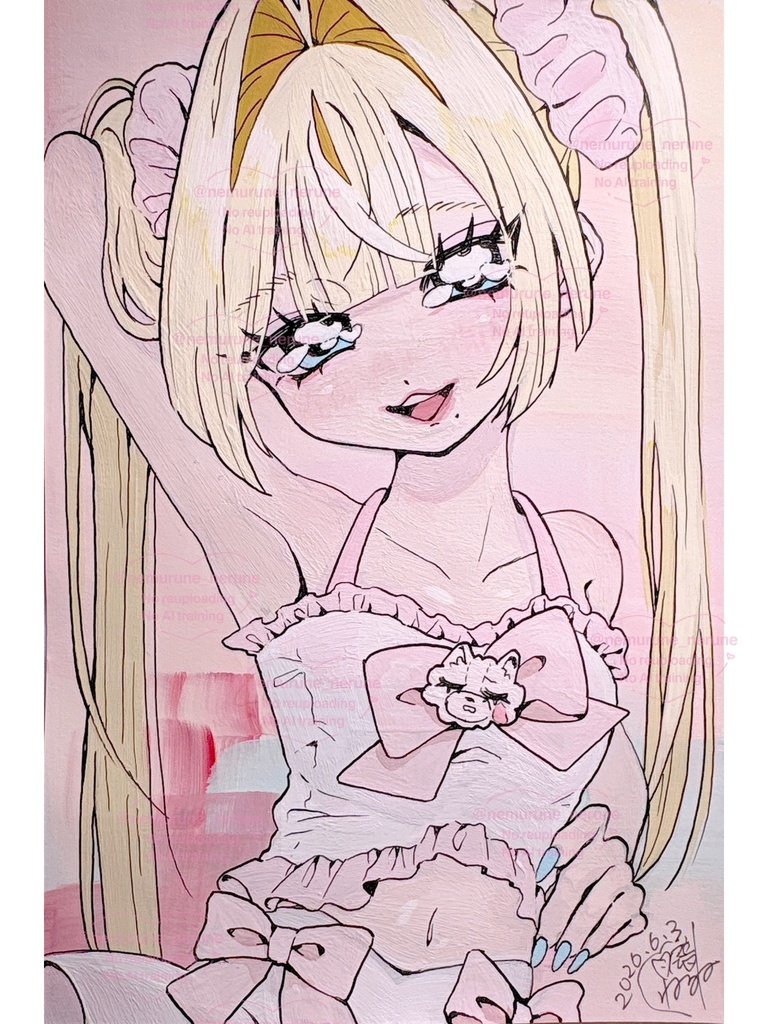 ハガキ原画「私だけの天使だった_2」