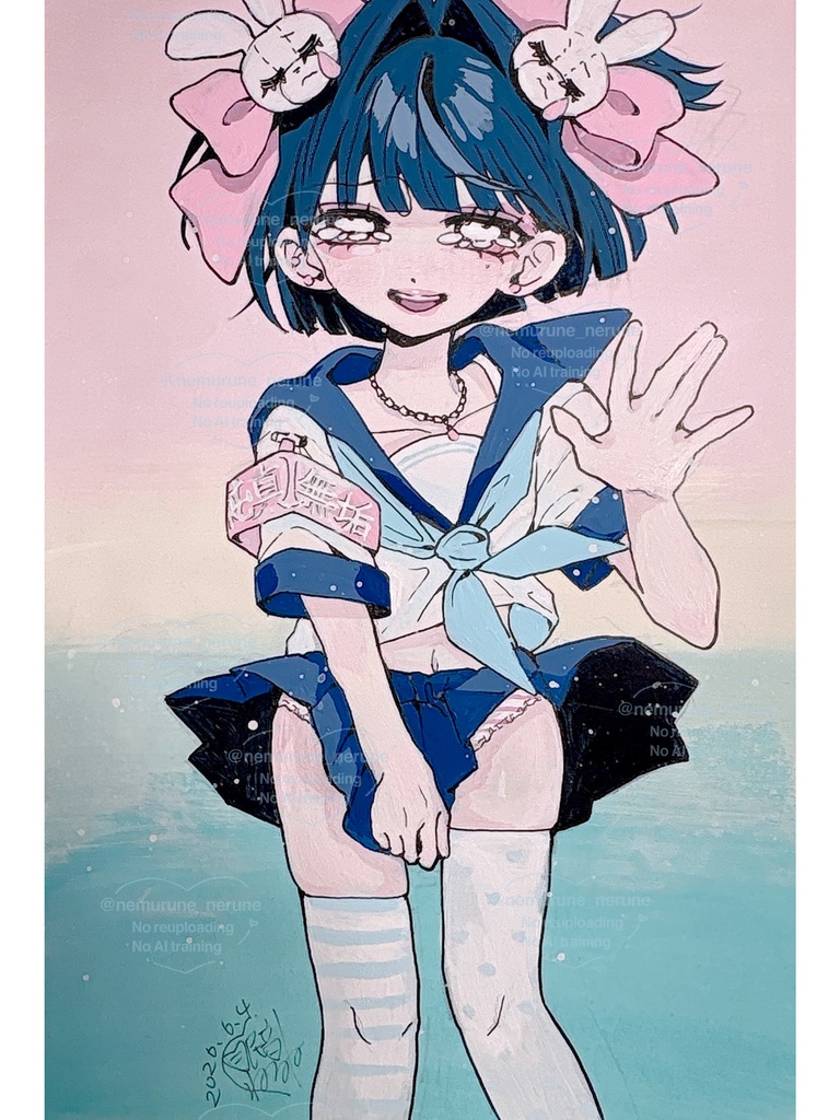 ハガキ原画「私だけの天使だった_1」