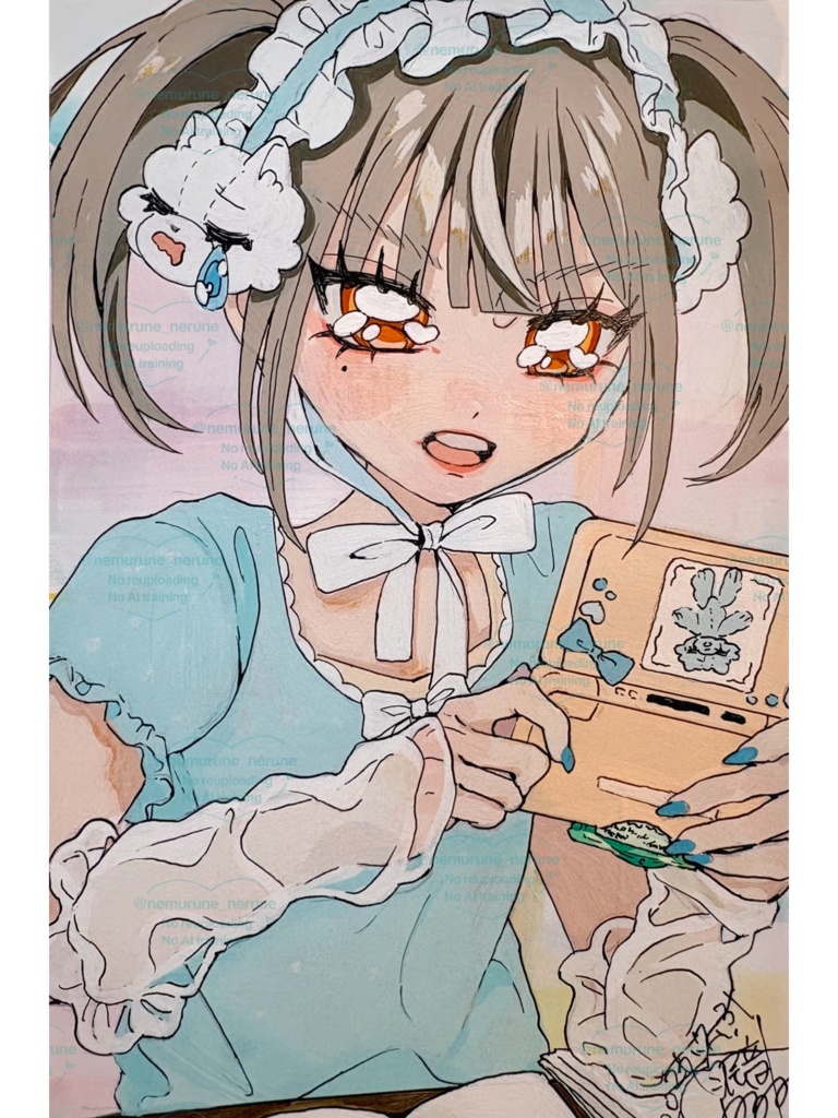 ハガキ原画「宿題どころじゃないっ!」