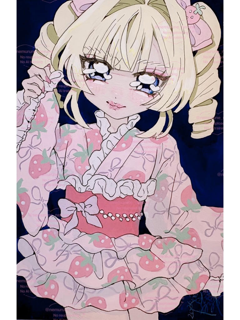 ハガキ原画「夏祭りの夜」