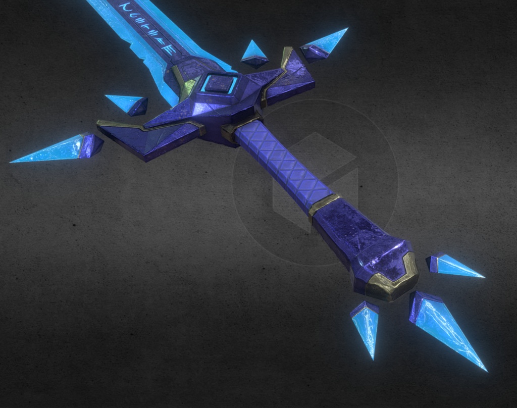 3Dモデル武器 - クリスタル剣( FBX+OBJ, 2K )