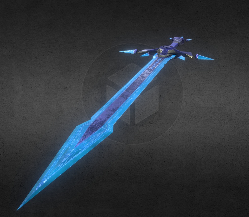 3Dモデル武器 - クリスタル剣( FBX+OBJ, 2K )