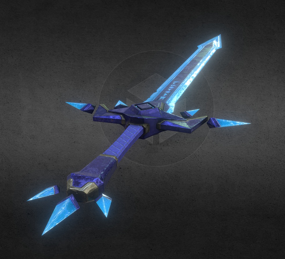 3Dモデル武器 - クリスタル剣( FBX+OBJ, 2K )