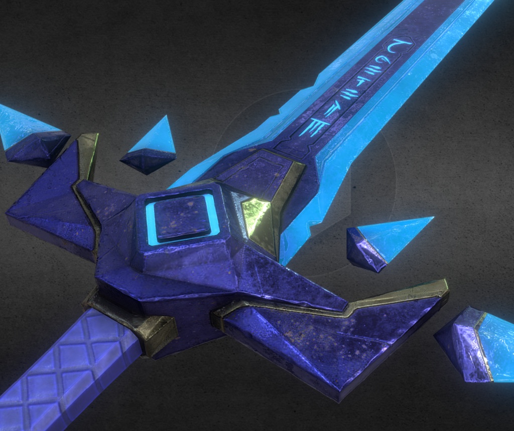 3Dモデル武器 - クリスタル剣( FBX+OBJ, 2K )