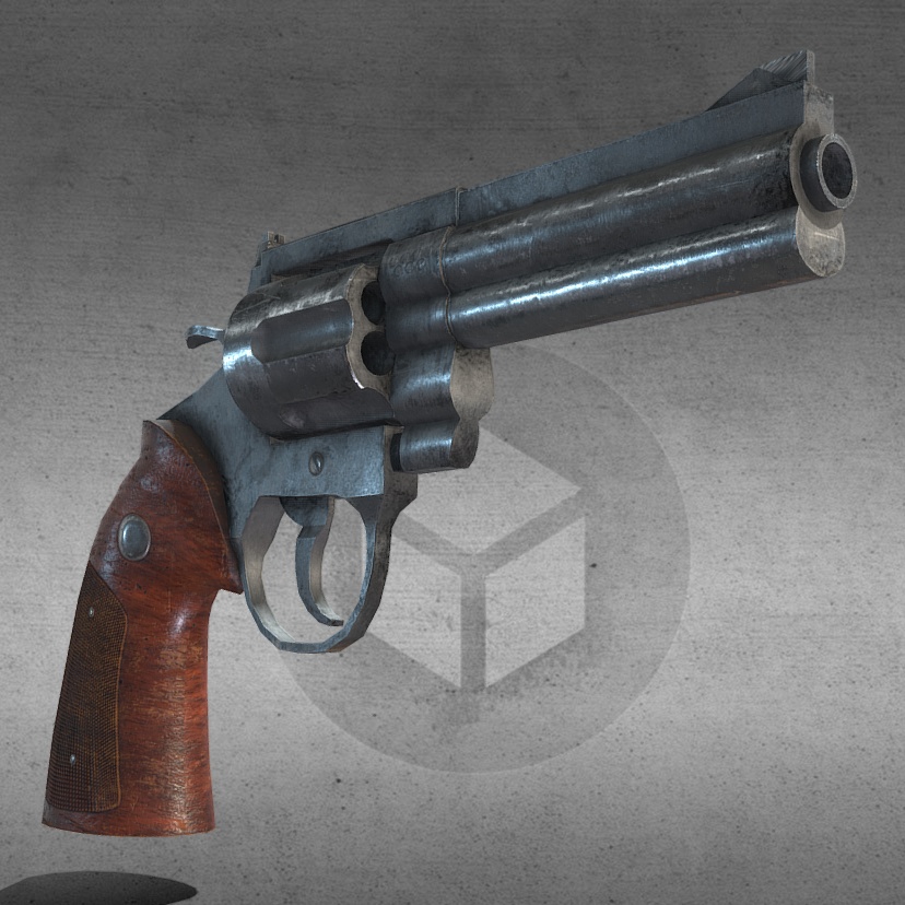 3Dモデル武器 - P型回転式拳銃( FBX+OBJ, 2K )