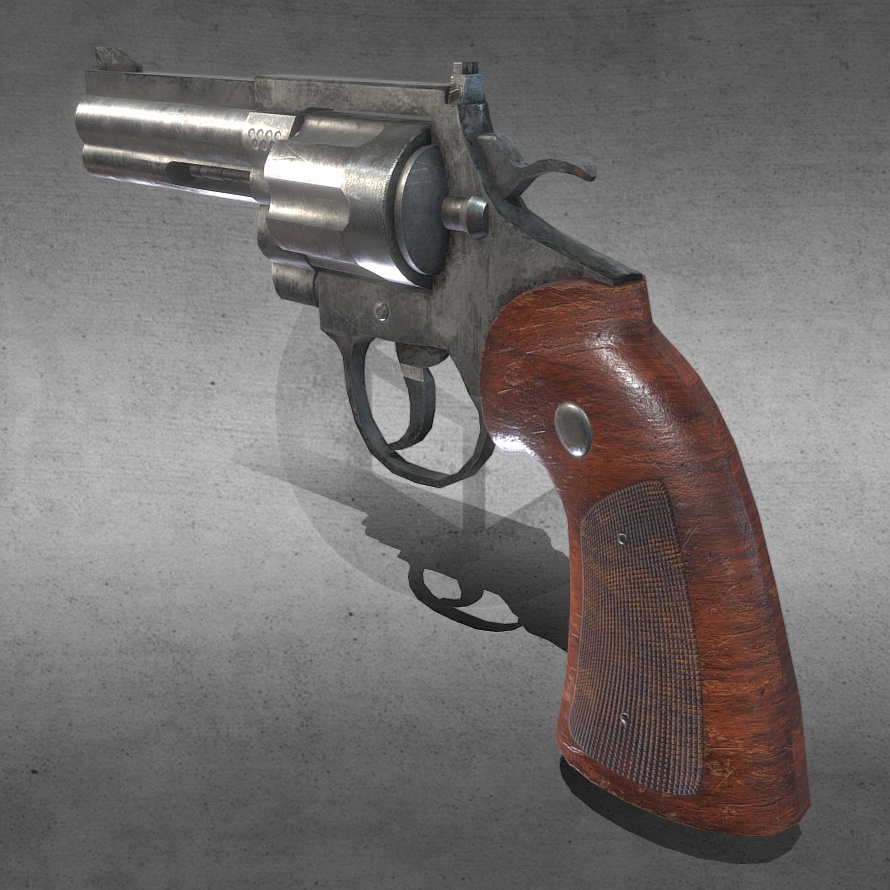 3Dモデル武器 - P型回転式拳銃( FBX+OBJ, 2K )