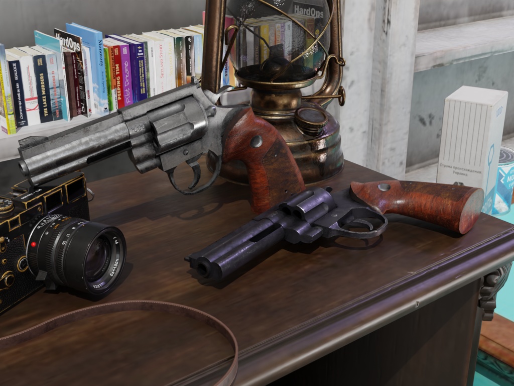 3Dモデル武器 - P型回転式拳銃( FBX+OBJ, 2K )