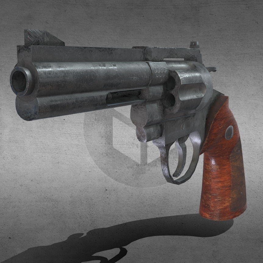 3Dモデル武器 - P型回転式拳銃( FBX+OBJ, 2K )
