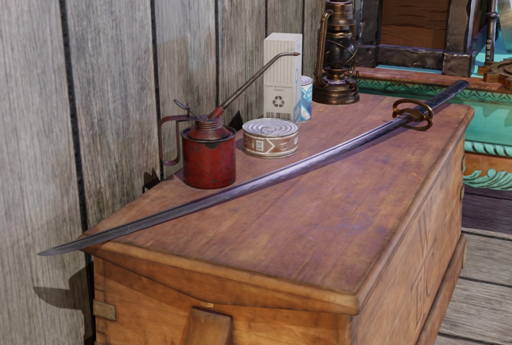 3Dモデル武器 - 日本刀、金重( FBX+OBJ, 2K )