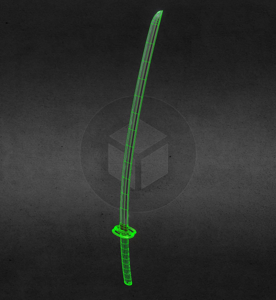 3Dモデル武器 - 日本刀、金重( FBX+OBJ, 2K )