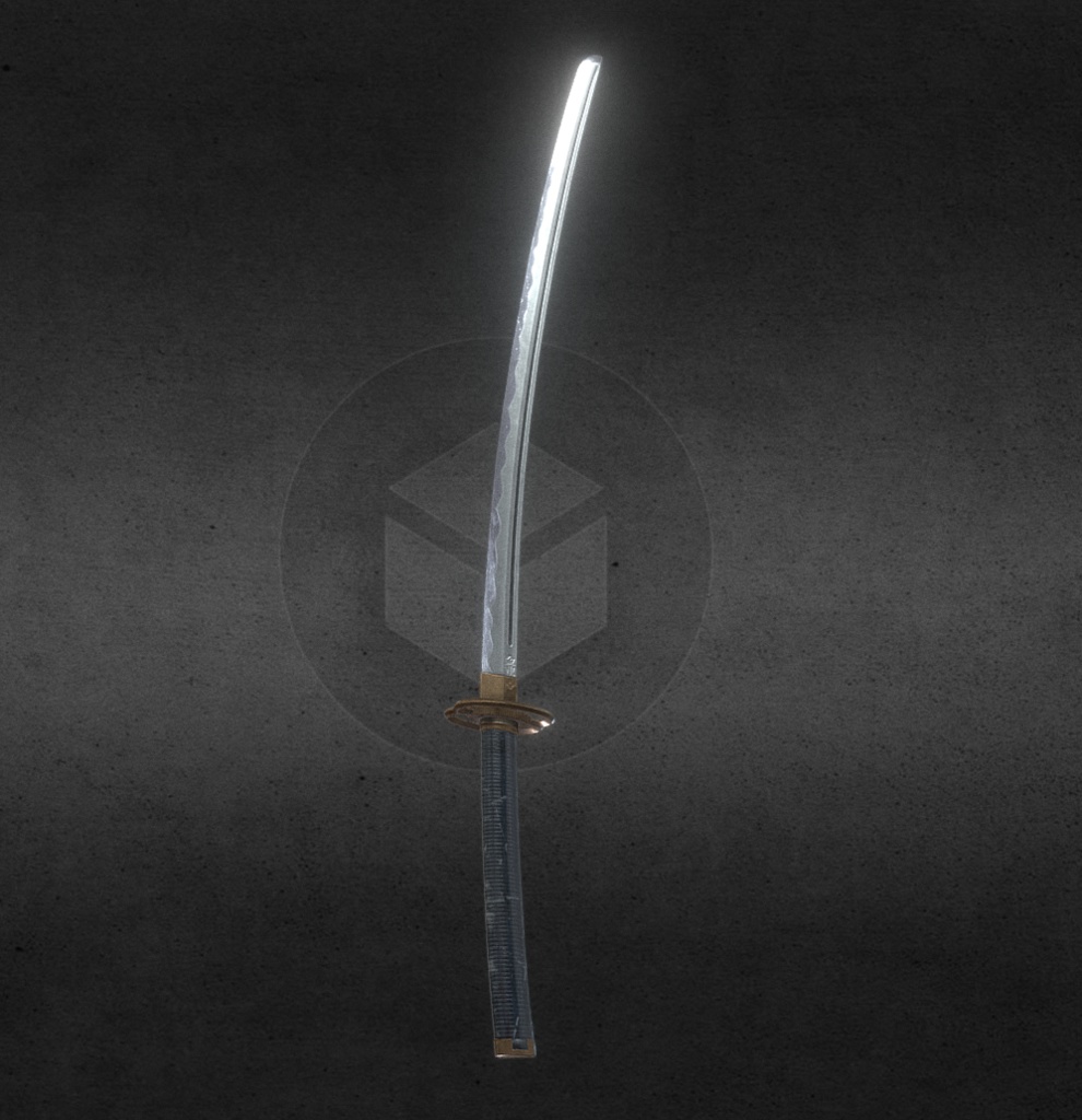 3Dモデル武器 - 日本刀、金重( FBX+OBJ, 2K )