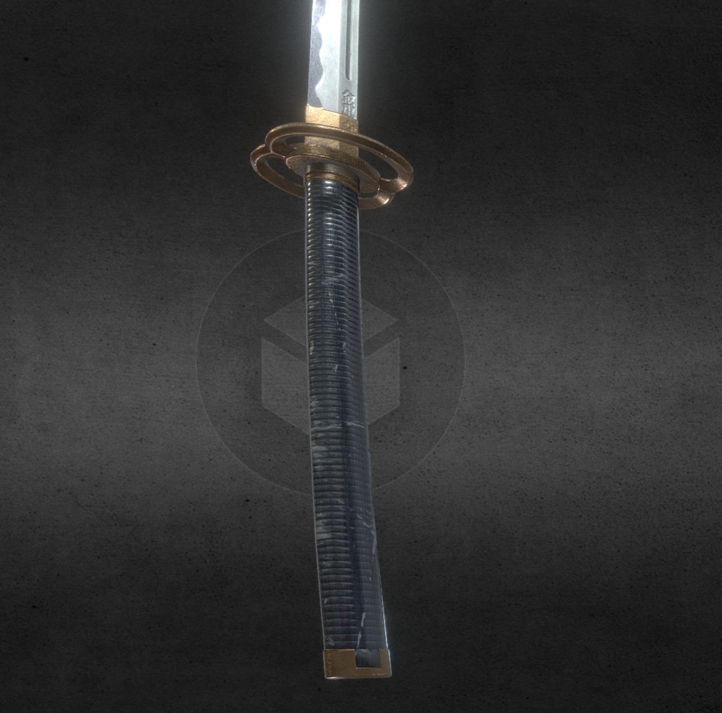 3Dモデル武器 - 日本刀、金重( FBX+OBJ, 2K )
