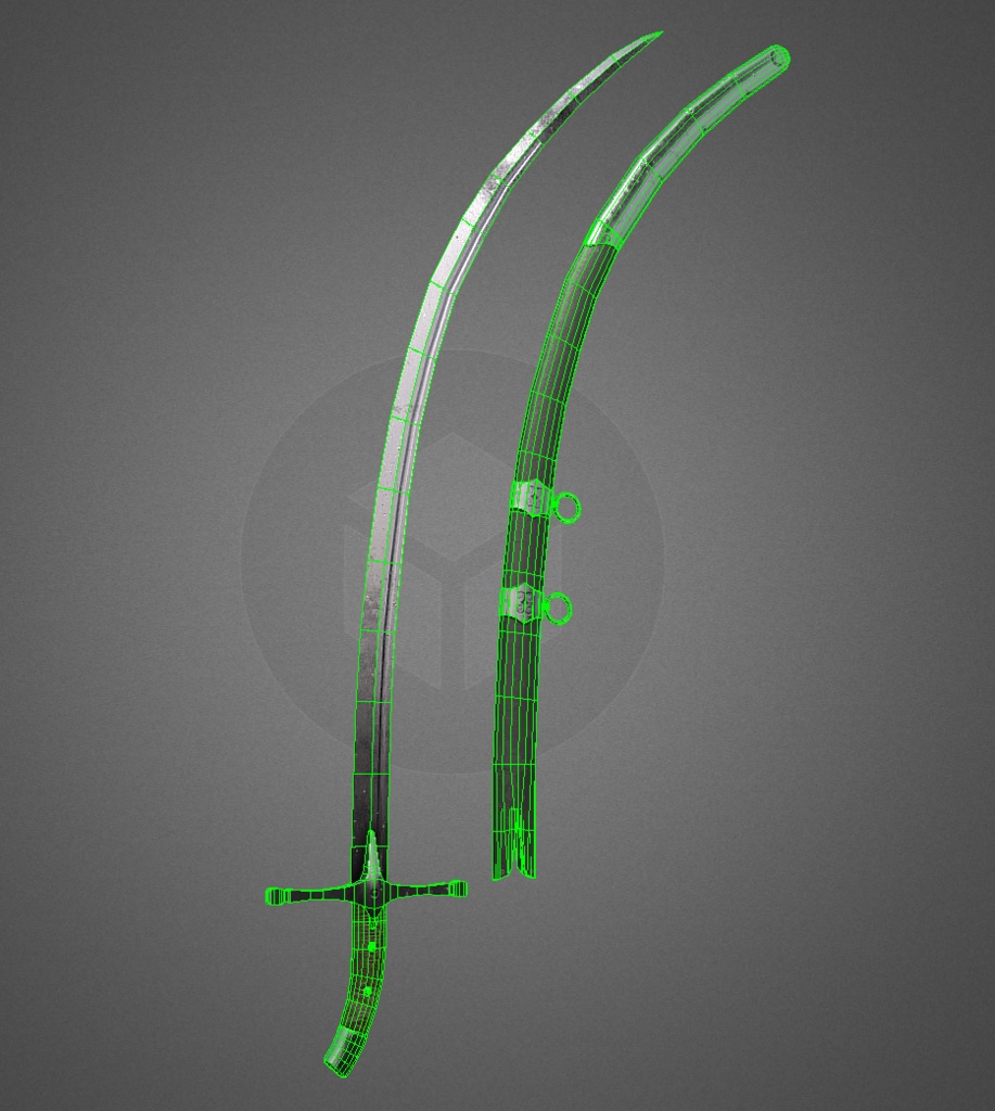 3Dモデル武器 - 武器 - シャムシール( FBX, 2K )