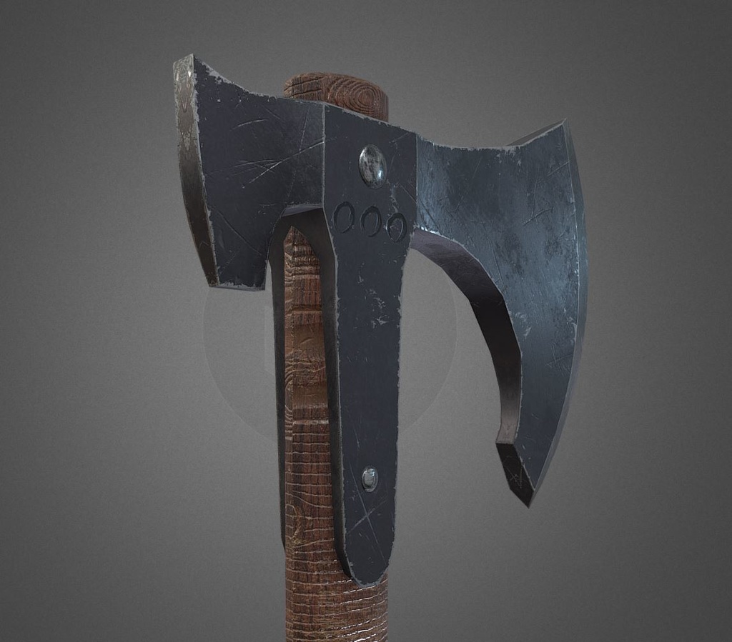 3Dモデル武器 - 片手斧( FBX+OBJ, 2K )