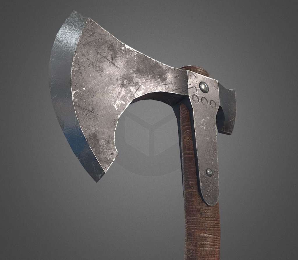 3Dモデル武器 - 片手斧( FBX+OBJ, 2K )