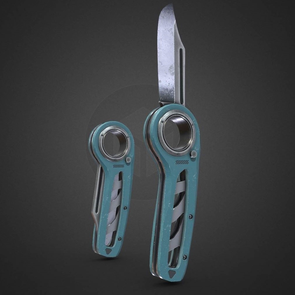 3Dモデル武器 - 円形フォールディングナイフ( FBX+OBJ, 2K )