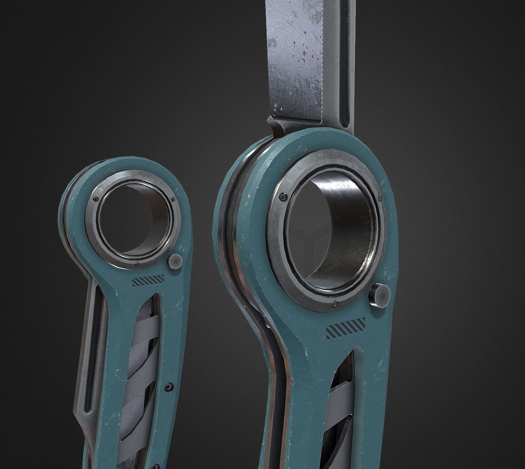 3Dモデル武器 - 円形フォールディングナイフ( FBX+OBJ, 2K )