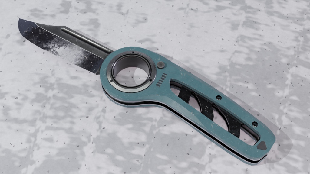 3Dモデル武器 - 円形フォールディングナイフ( FBX+OBJ, 2K )