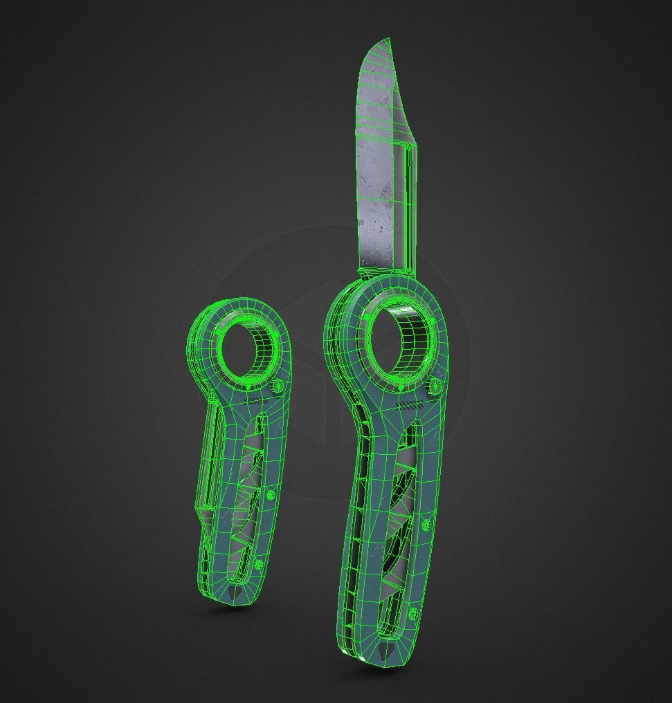 3Dモデル武器 - 円形フォールディングナイフ( FBX+OBJ, 2K )