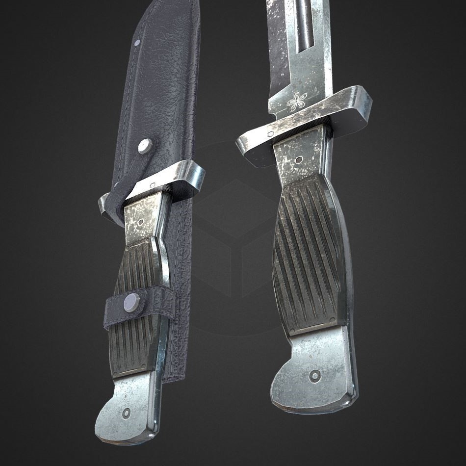 3Dモデル武器 - J型サバイバルナイフ( FBX, 2K )