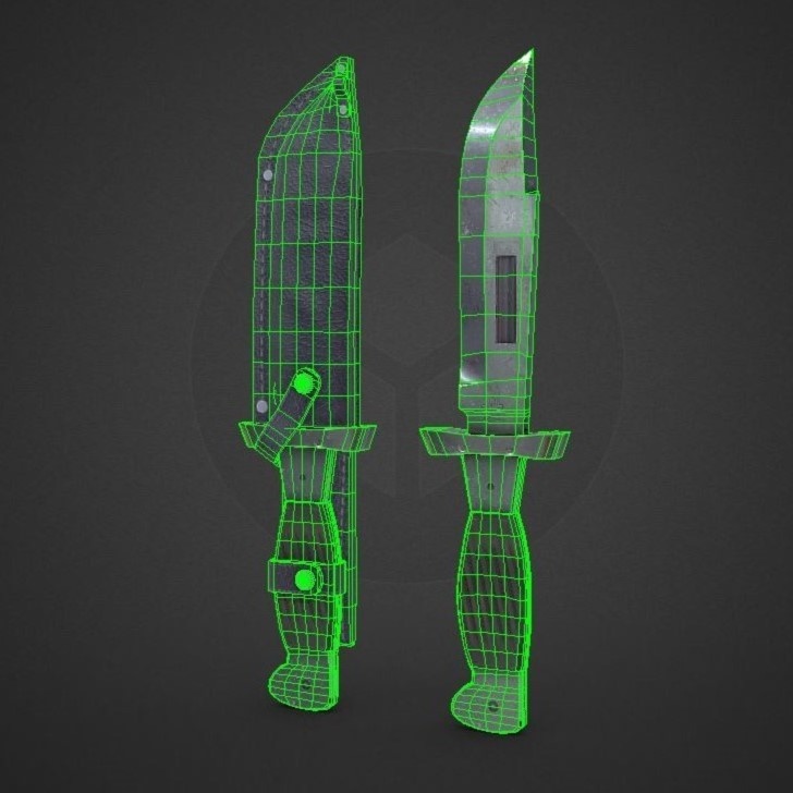 3Dモデル武器 - J型サバイバルナイフ( FBX, 2K )