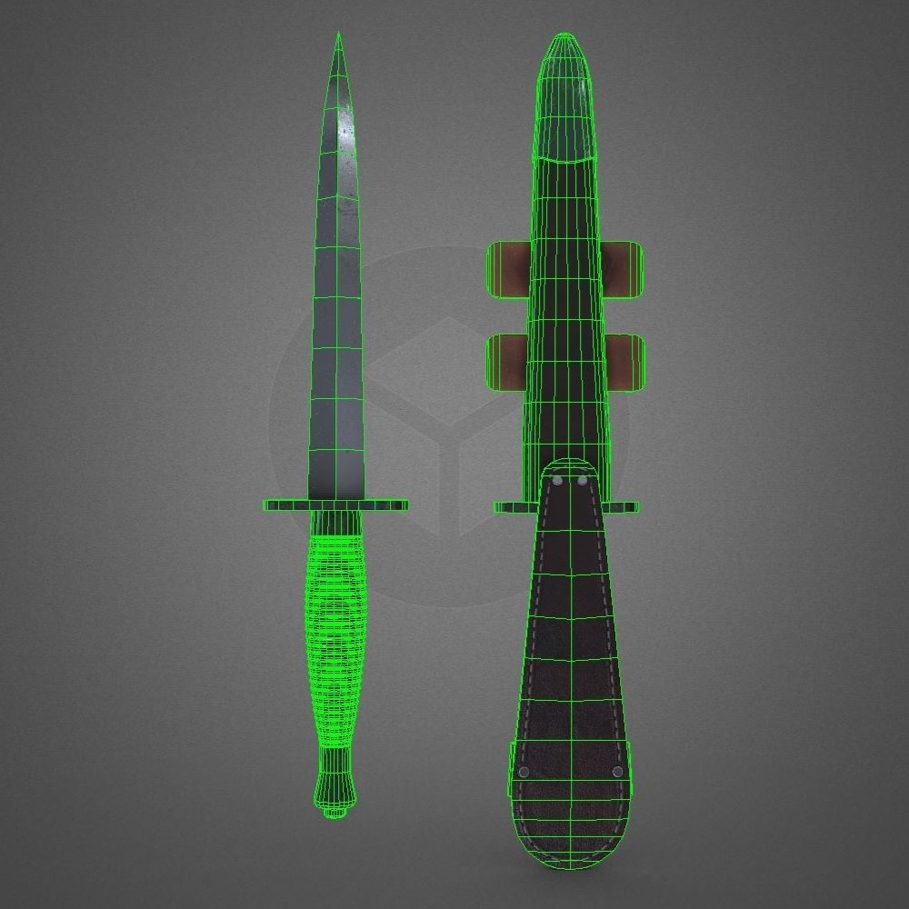 3Dモデル武器 - フェアバーン・サイクス戦闘ナイフ( FBX, 2K )