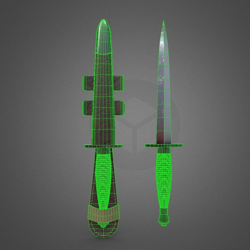 3Dモデル武器 - フェアバーン・サイクス戦闘ナイフ( FBX, 2K )