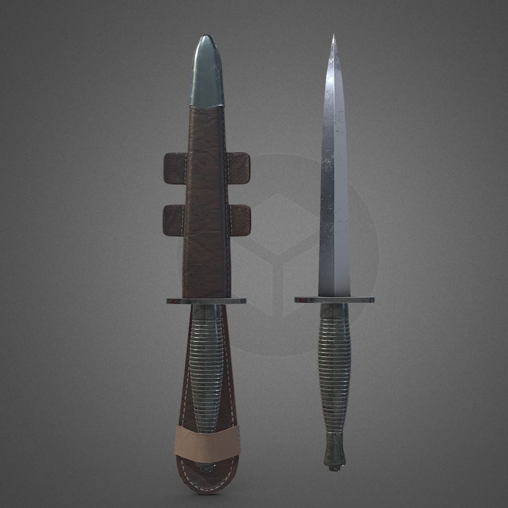 3Dモデル武器 - フェアバーン・サイクス戦闘ナイフ( FBX, 2K )