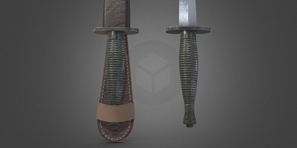 3Dモデル武器 - フェアバーン・サイクス戦闘ナイフ( FBX, 2K )