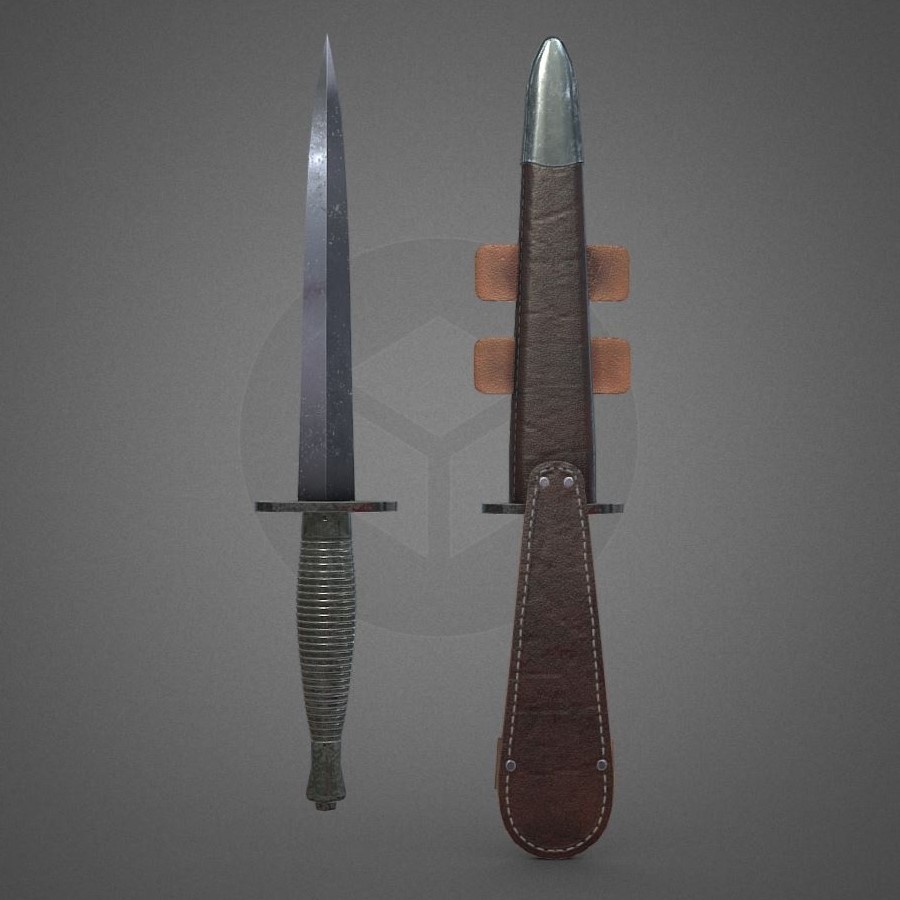 3Dモデル武器 - フェアバーン・サイクス戦闘ナイフ( FBX, 2K )