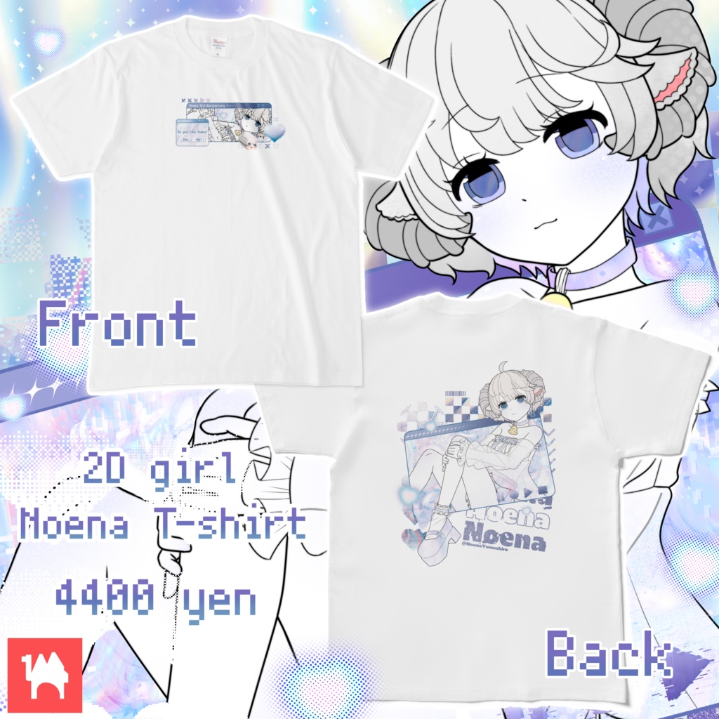 【3周年記念グッズ/3rd anniversary merch】🤍2D girl Noena T-shirt🩵